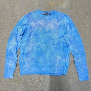 POLO RALPH LAUREN Blue Linen Tie Dye Effect Sweater